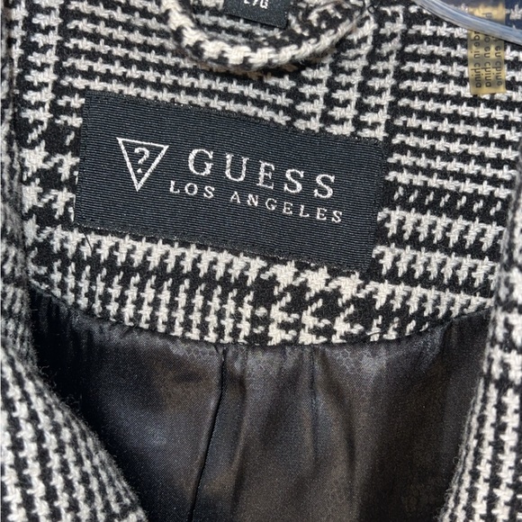 Guess Black Trench Coat with Patterned Collar - Picture 2 of 4
